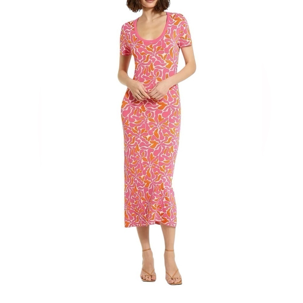 Mac Duggal Floral Scoopneck Knit Midi-Dress NWT | Sz M - Picture 3 of 5